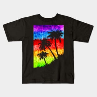 Rainbow Palm Trees Silhouettes Kids T-Shirt